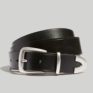 LIKE NEW! Madewell Leather Western Belt in Black and Silver Size Small